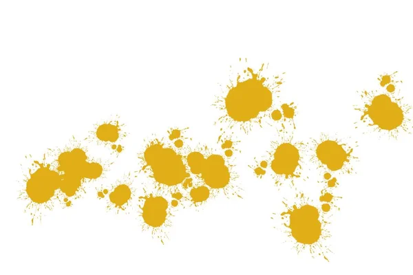 Nokta Yayılmış Sarı Renk Boyası Beyaz Kağıt Arka Plan Soyut — Stok fotoğraf
