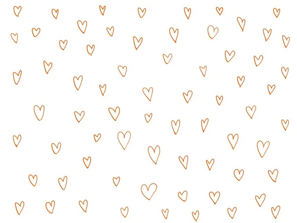 Красно Оранжевый Цвет Линии Рисовать Вокруг Красного Сердца Значок Бумаге — стоковое фото