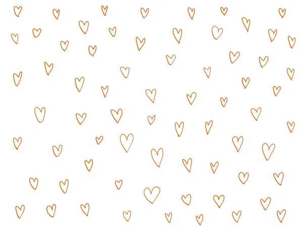 Red Orange Color Line Draw Red Heart Icon Paper White — ストック写真