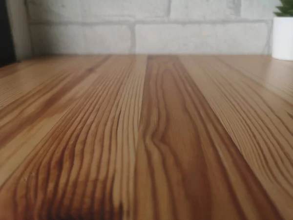 Burr Brown Wooden Floor White Brick Wall — стоковое фото