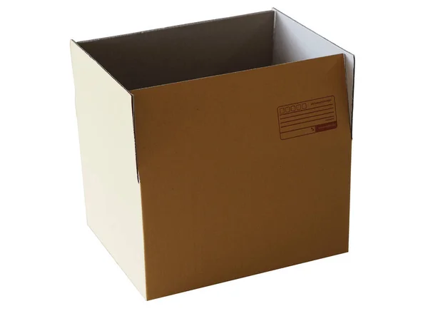 Puste Brązowe Pudełko Białym Tle Przedstawienia Produktu — Zdjęcie stockowe