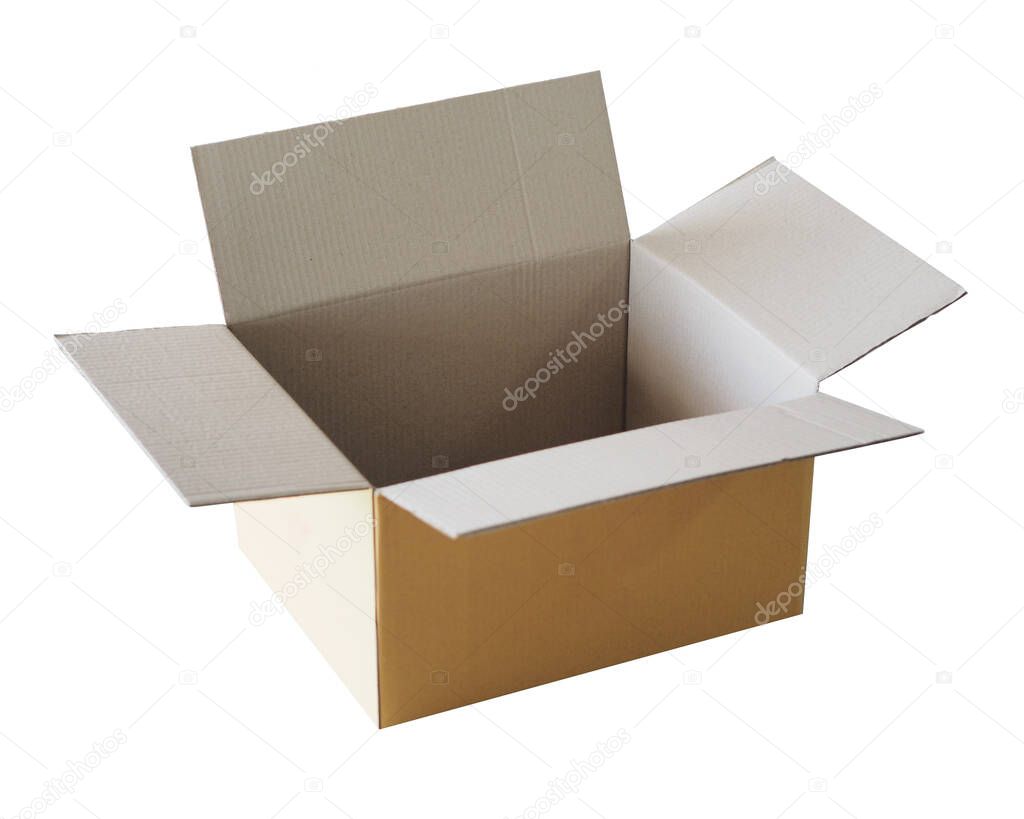 Empty brown paper box on white background for put your product show