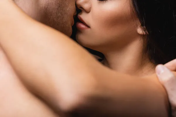 Close Young Sexy Couple Kissing Each Other — Stock Photo, Image
