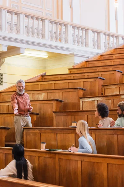 Professor Pointing Student Lecture University — Stock Photo, Image