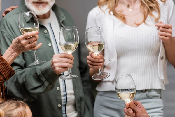 Cropped View Family Toasting Wine Glasses Easter Celebration — Stock Photo, Image
