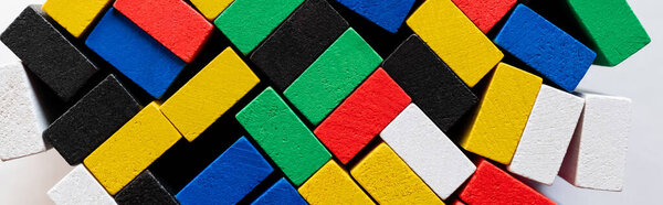 top view of rectangular shape multicolored blocks, banner