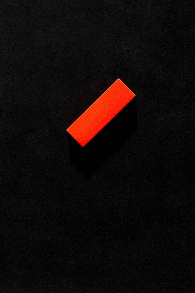 Top View Bright Red Block Black Background Copy Space — Stock Photo, Image