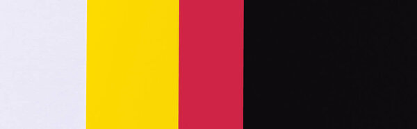 geometric background with black, red, yellow and lavender stripes, banner