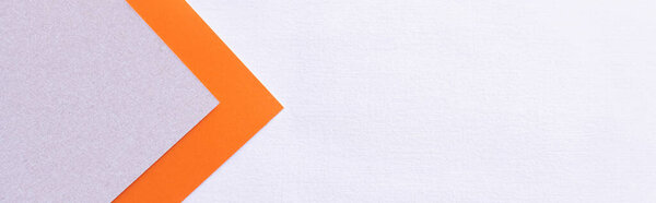 orange and violet paper arrows on light background, banner