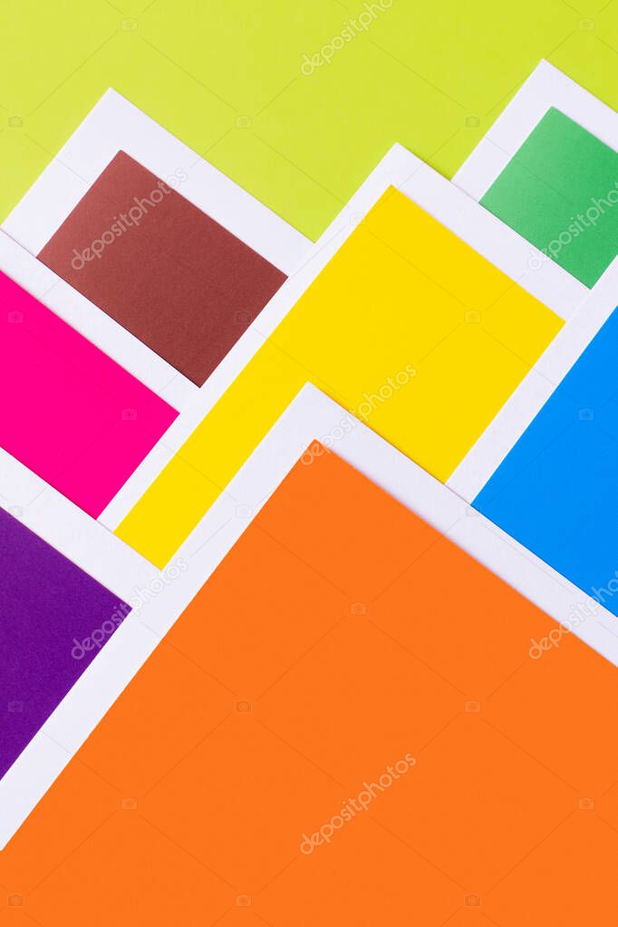 abstract multicolored background with decorative paper corners