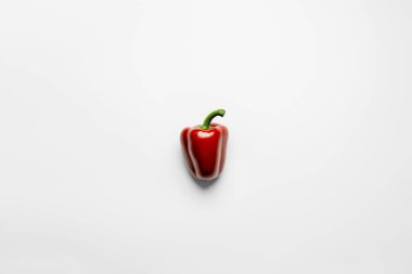 Top view of fresh red bell pepper on white background 