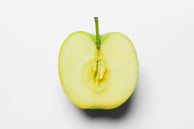 Top view of organic green apple on white background clipart