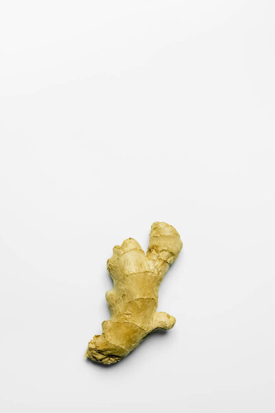 Top view of ginger on white background 