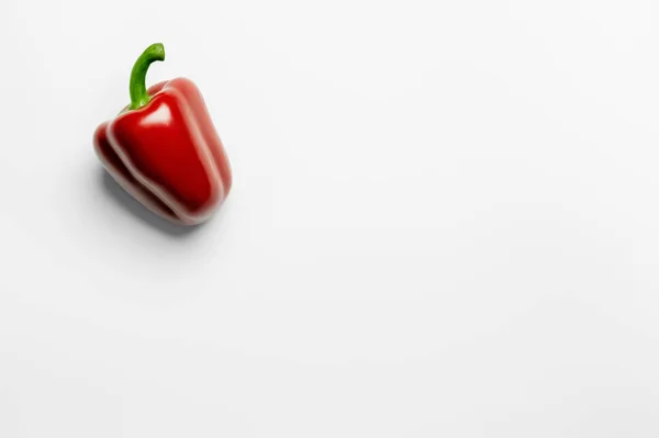 Top View Red Bell Pepper White Background — Stock Photo, Image