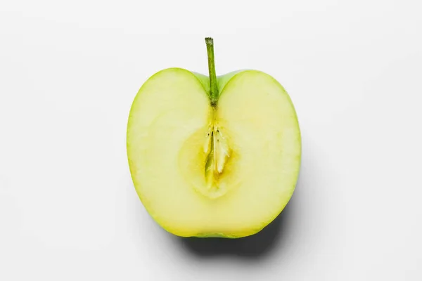 Top View Organic Green Apple White Background — Stock Photo, Image