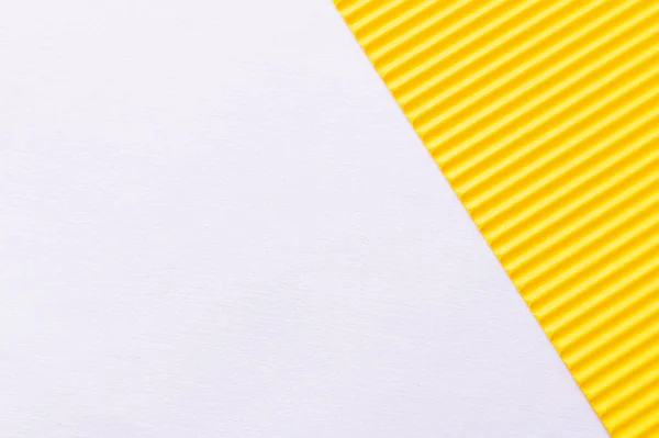 Top View Yellow Corrugated Paper White Background — Stock Photo, Image