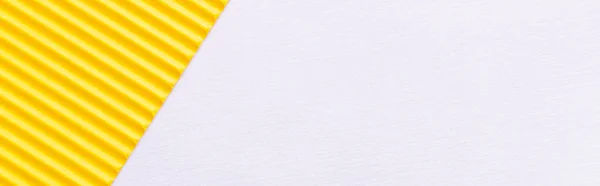 Top View Bright Yellow Textured Paper White Background Banner — Stock Photo, Image