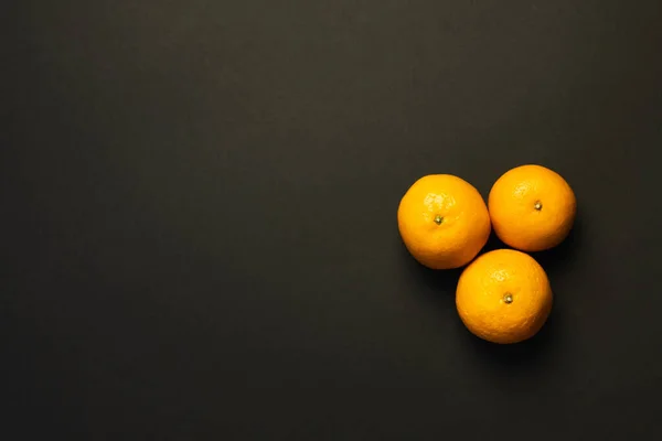 Top View Fresh Tangerines Isolated Black Copy Space — Stock Fotó