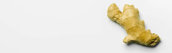 Top view of ripe ginger on white background, banner — Stock Photo