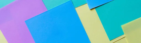 Top view of multicolored paper notes as background, banner — Stock Photo