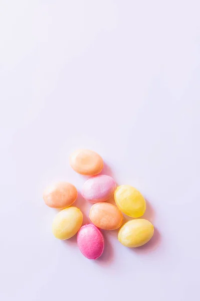 Top view of lollipops on white background — Stock Photo