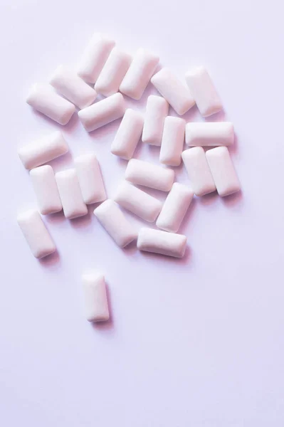 Top view of chewing gums on white background — Stock Photo