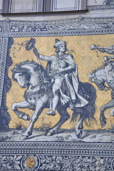 Πλακάκια Πλακιδίων Εικόνα Αλόγου Και Ιππέα — Φωτογραφία Αρχείου