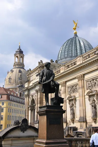 Statua Dell Architetto Semper Nel Centro Storico Dresda — Foto Stock