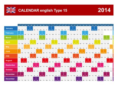 Takvim 2014 İngilizce türü 15
