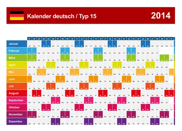 Kalender 2014 Duits Typ 15 — Stockvector