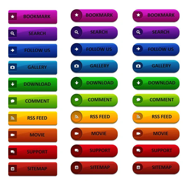 Düğme kümesi renkli web sitesi — Stok Vektör