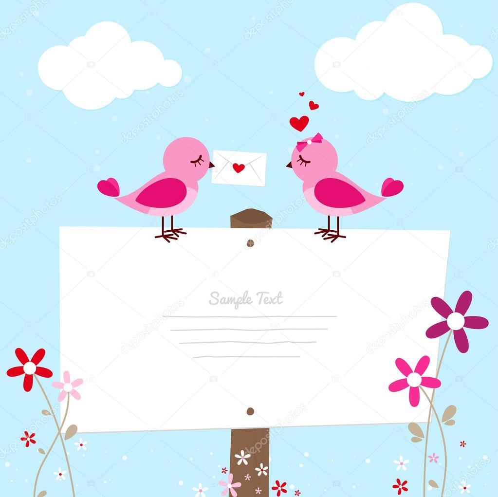 Pink Bird With Love Letter