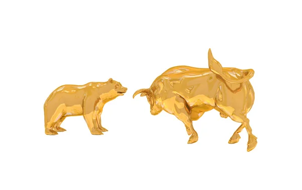 Gold bull and bear — Stock Photo, Image