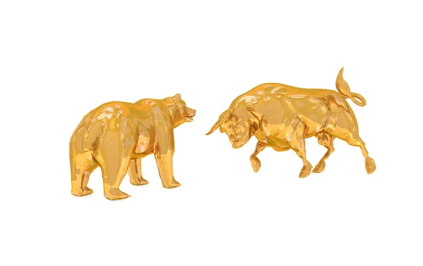 Gold bull and bear — Stock Photo, Image