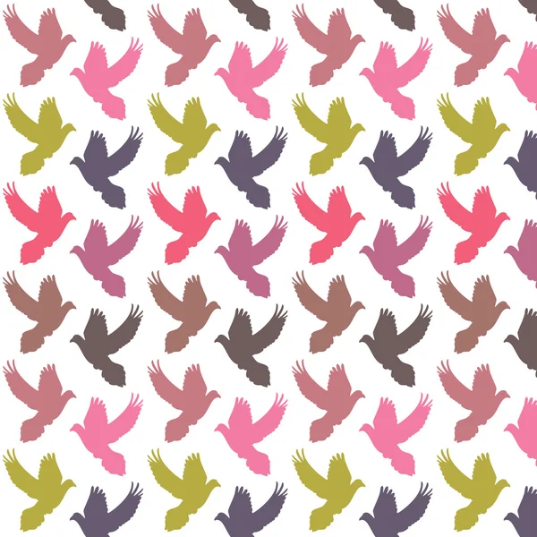 Colorful doves pattern — Stock Vector