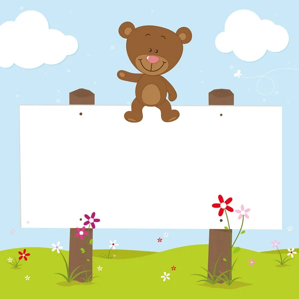 Lovely bear with signboard — Stock Vector
