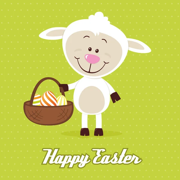 Lovely sheep with easter eggs — Stock Vector