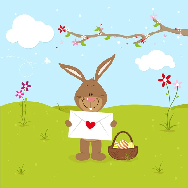 Lovely bunny with easter eggs — Stock Vector