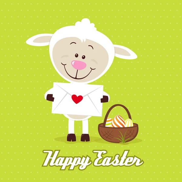 Lovely sheep with easter eggs — Stock Vector