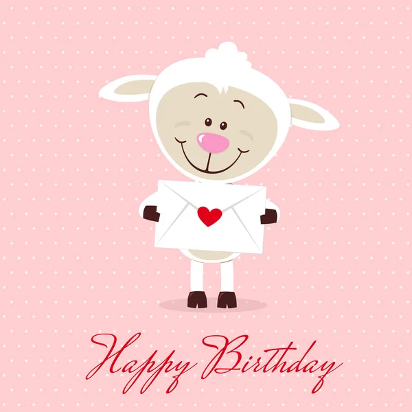 Little sheep with loveletter — Stock Vector