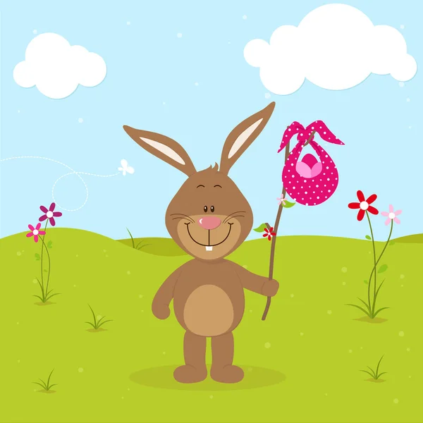 Lille konijn met roze tas — Stockvector