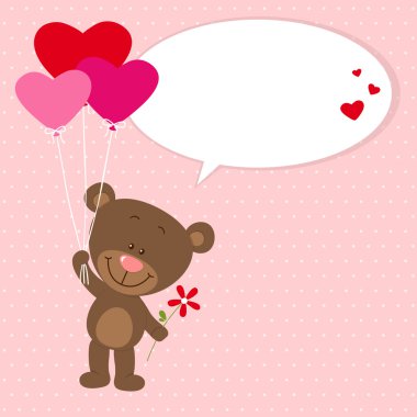 uçan küçük ayı ile kalp balonlar