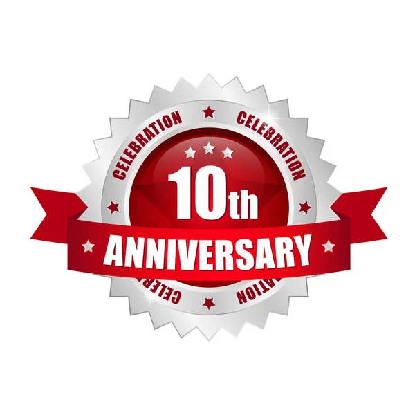 10th anniversary button — Stock Vector