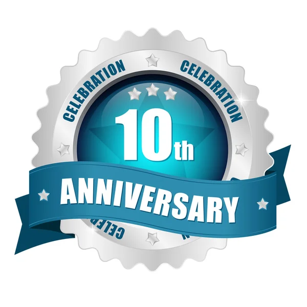 10th anniversary button — Stock Vector