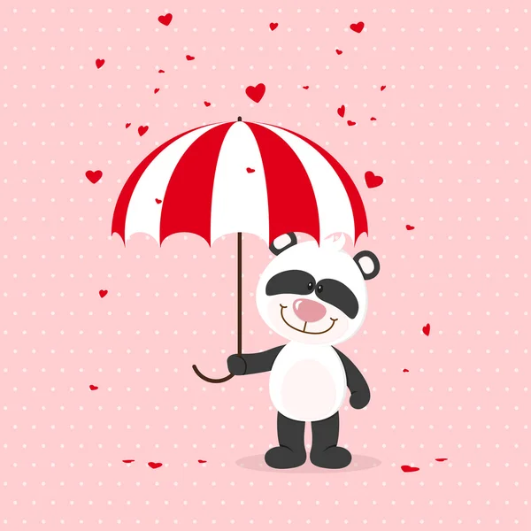 Pequeno panda com guarda-chuva — Vetor de Stock