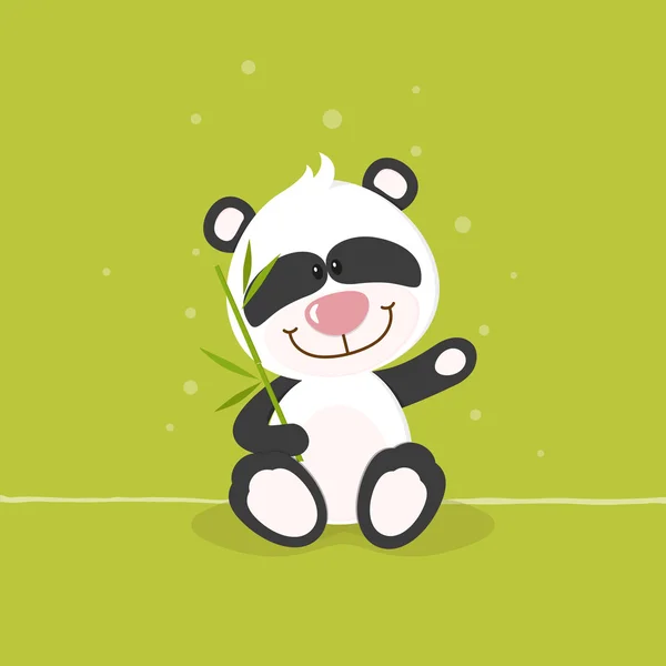 Pequeno panda com bambu — Vetor de Stock