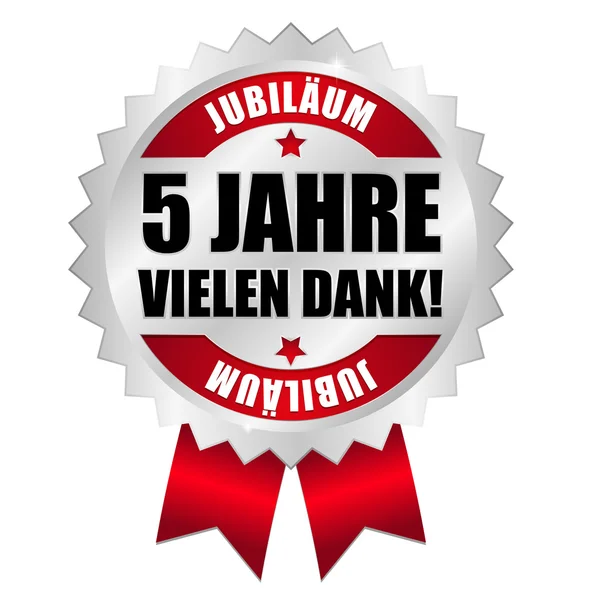 5 Jahre Jubiläum Button — Stok Vektör