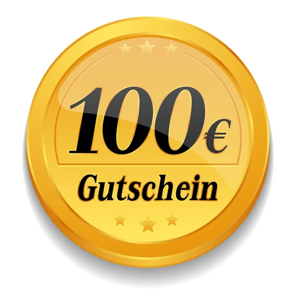 Przycisk web kupon 100 euro — Wektor stockowy