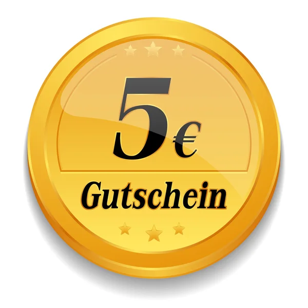 5 ユーロ クーポン web ボタン — ストックベクタ
