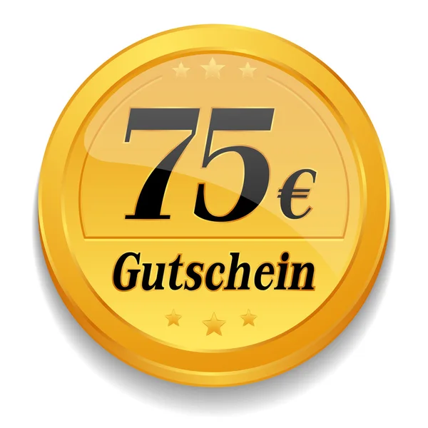 Tlačítko web kupón 75 euro — Stockový vektor